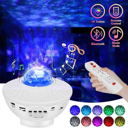 USB Smart Galaxy Star Light Projector Night Lights Work with Google Home Sky Light Projector Lamp with Remote&Bluetooth Speaker