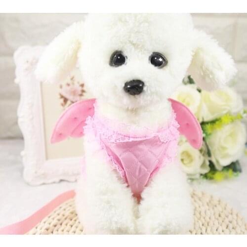 Summer Pet Small Dog Cat Harness pearl Princess Angel Wing Lead Leash set For Small Medium Dogs Pet Vest Harness