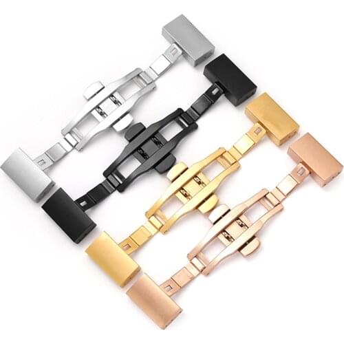 16mm 18mm 20mm 22mm 316L Stainless Steel Watch Band Metal Buckle Double Press Butterfly Deployment Clasp Repair Accessories