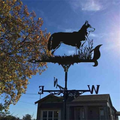 Husky weather vane decoration stainless steel home farm wind direction indicator measuring tool outdoor gardendecoration