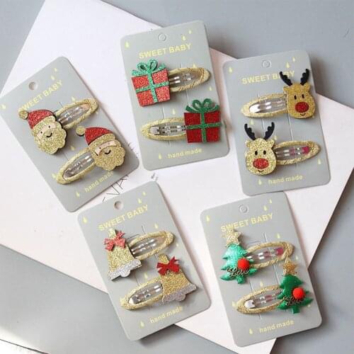 Women Girls Cute Christmas Hairpins Hair Clip Bands Cartoon Headwear Kids Barrettes Toddlers Charm Jewelry Gift