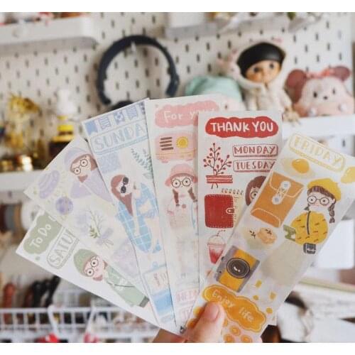 Lovely Warm Girl Washi Tape for Card Making Bullet Journal DIY Scrapbooking Decorative Sticker