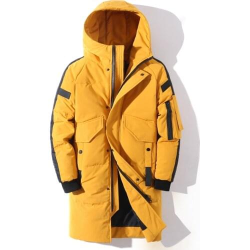 2020 Winter Mens Down Jacket Hooded Fashion Long Down Coat Men Windproof Waterproof Thick Warm Brand Mens Clothing Long Parka