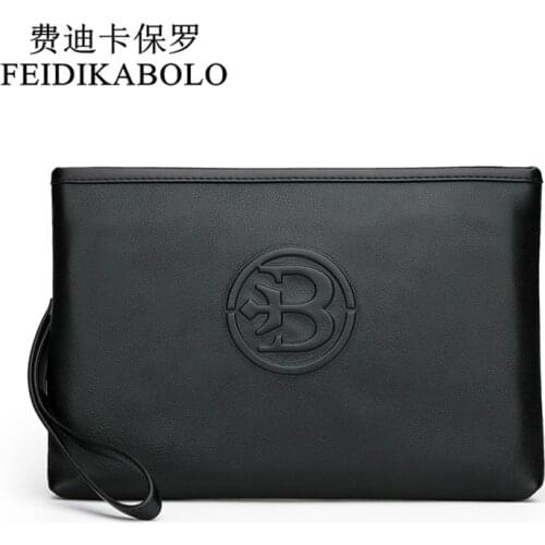 FEIDIKABOLO Famous Brand Zipper Mens wallet Genuine Leather Men Wallets Clutch Male Purse Card Holder Big Wallets Man Handy Bag