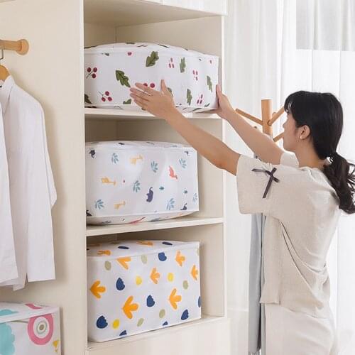 Clothes Organizer Quilt Storage Bag Closet Cartoon Portable Box Folding Pillow Quilt Blanket Wardrobe Organizer Home Accessories