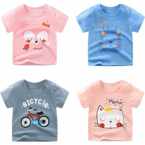 0-6T Baby Girls Top Infant Boy Short Sleeve Cotton T Shirts Children Boys Cartoon Tee Kids Summer Clothing Toddler T-shirts