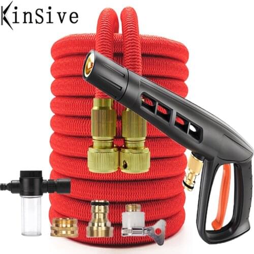 16-150FT High Pressure Garden Hose Water Gun Power Sprinkler Car Washer Hoses Foam Pot Pipe Cleaning Household Gardening tools