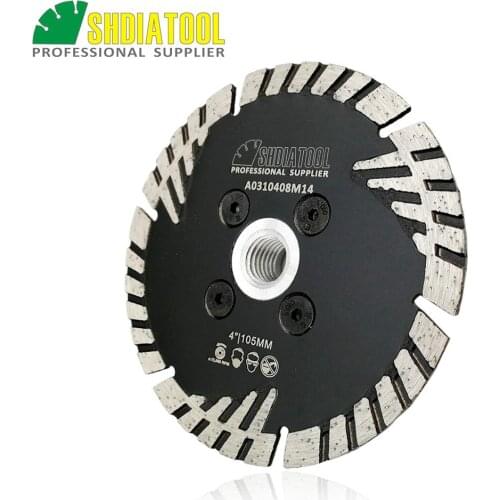 SHDIATOOL 105mm Hot pressed Diamond turbo saw Blade with Slant protection teeth 4'' Cutting disc for stone concrete tile masonry