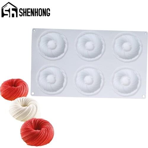 SHENHONG Cake Decorating Molds Silicone Cake Mold French Dessert Mousse Bake Moulds Spiral Fruit Muffin Pastry Tray Baking Tools