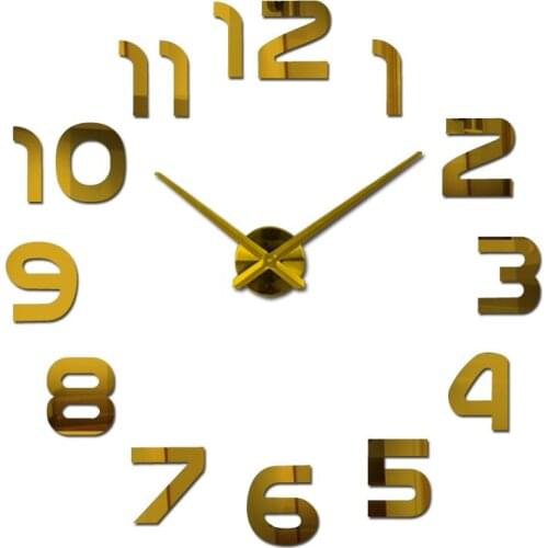 Morden European Style Mirror Sticker DIY Brief Living Room Decor Meetting Room Acrylic Mirror Fashion 3D Wall Clock