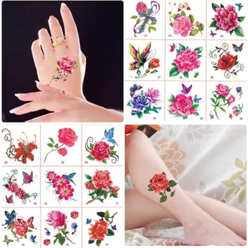 66Pcs 3D Butterfly Temporary Tattoos Body Art Sticker Flower Letters Cartoon Dog Fake Tattoos Infinity Tattoo for Women, Kids