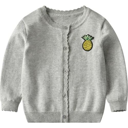 Spring Knitted Sweaters Kids V-neck Baby Cardigan Embroidery Girls Cardigan Open Stitch Boys Cartoon Sweater