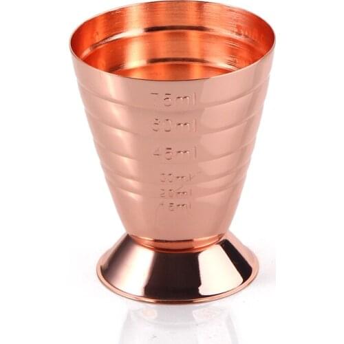 Premium Multiple Markings Jigger, Copper Plated Finish in 18/8 Stainless Steel, High Grade Bartender Tools / Premium Barware