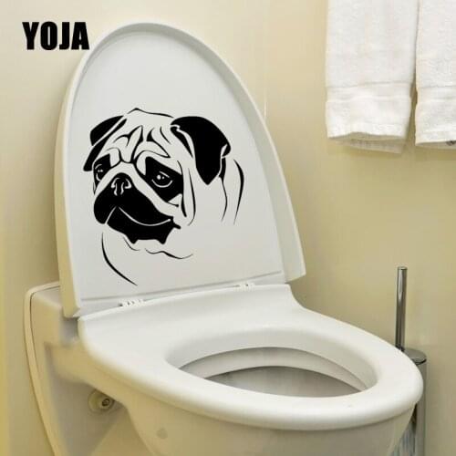 YOJA 21.2X23.6CM Pug Portrait Pets Dogs Wall Decal Toilet Sticker Bedroom Home Decor Funny Cartoon T5-1661