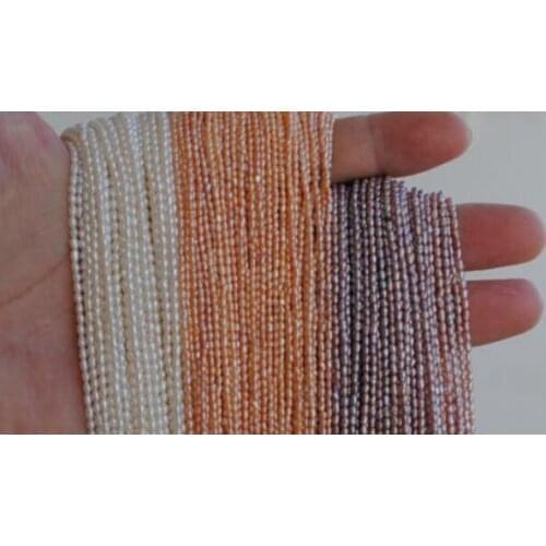 Jewelry Pearl Necklace Purple Real pearl Small Rice Bead 2mm Natural pearl 35cm one Strands Bead" Free Shipping