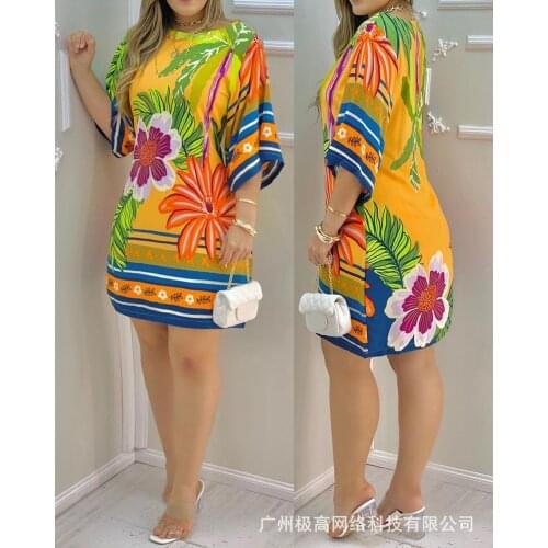 Womens 2021 new floral print T-shirt skirt