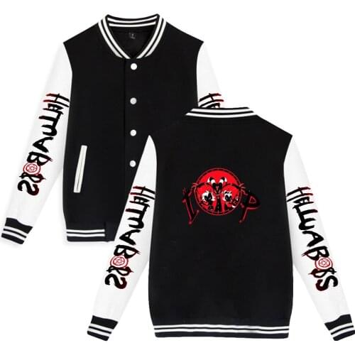 Women Mens Jacket Anime Helluva Boss Baseball Jacket Sweatshirt Harajuku Streetwear Anime Clothes Autumn Winter Hoody