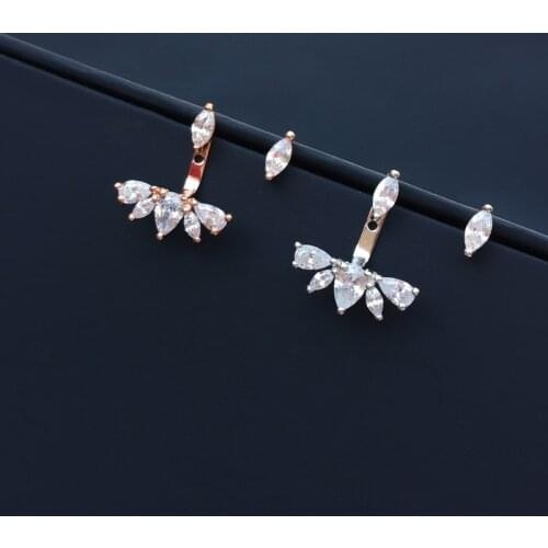 SLJELY Fashion Real 925 Sterling Silver Pear Shaped Underlobe Earrings Micro Zircon Stones Women Luxury Brand Fine Party Jewelry