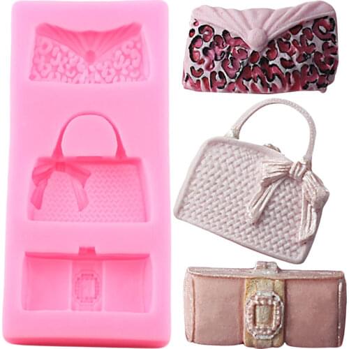 Handbag Clutch Bags Purses Silicone Molds DIY Cupcake Topper Fondant Cake Decorating Tools Chocolate Candy Polymer Clay Moulds