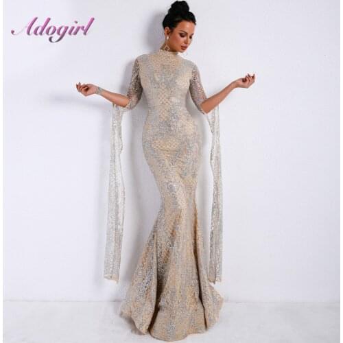 Sexy Sequin Patchwork Lace Plaid Bandage Evening Party Long Dress Women Elegant Long Sleeve Mock Neck Banquet Dresses Vestidos