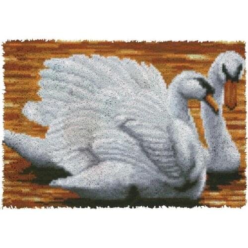 Animal swan Latch Hook Kits Rug Plush Wall Tapestry Kits Crochet Floor Mat Thick Yarn Cushion Arts & Crafts