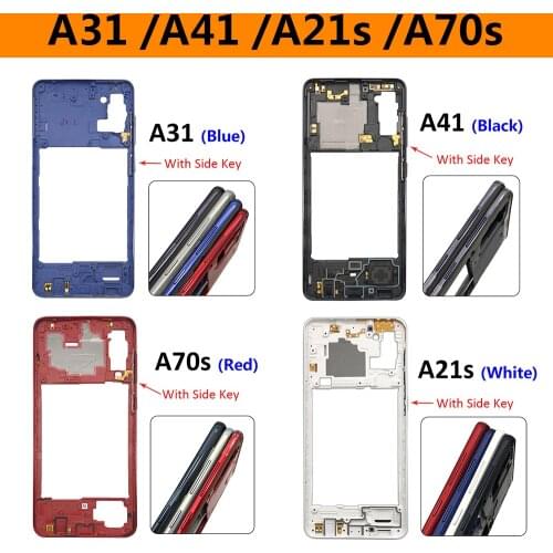 20Pcs/Lot,For Samsung A21S A31 A41 A70S Housing Middle Frame Bezel Middle Plate Cover With Volume Power Button Side Key