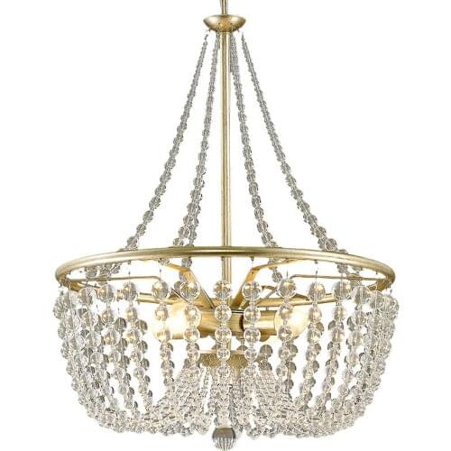 American retro wrought iron crystal Pendant Lights high-end living room duplex stairs antique old Pendant lamp ZP7151609