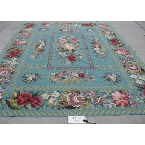 Free shipping wholesale handmade needlepoint woolen rugs high quality 9'x12' cheap prices for WEDDING DECORATION