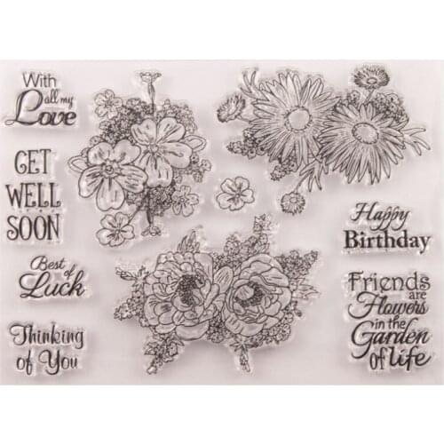 Blooming Flower Transparent Clear Silicone Stamp Seal DIY Scrapbook Rubber Stamping Coloring Embossing Diary Decoration Reusable