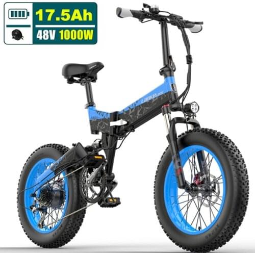 EU in Stock 1000W 48V 17.5Ah Lankeleisi X3000 Plus Mountain Snow Electric Bicycle Fat Folding Adult Electric Bike