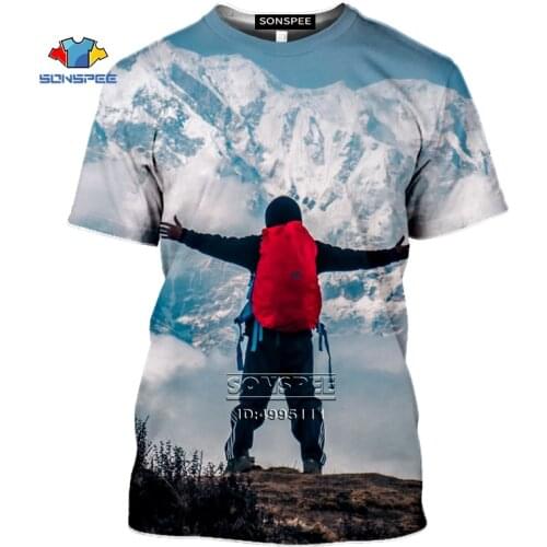 SONSPEE Outdoor Sports Mountain Climbing Hiking 3D Print Men T-Shirt Women T shirt Summer Mens Tshirt Casual Hip Hop Tee Tops