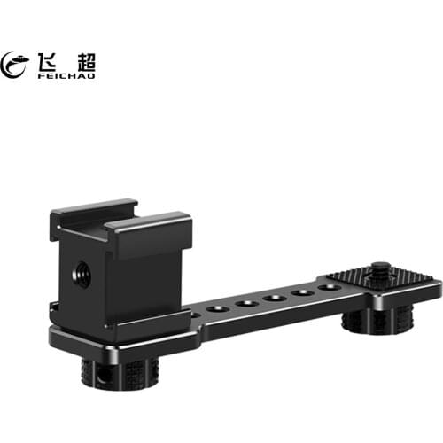 FEICHAO 3 in 1 Triple Cold Shoe Mount Plate Microphone Stand LED Light Vlog Video Expansion Bracket for Zhiyun Gimbal Stabilizer