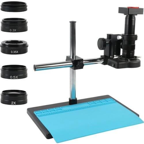 38MP 2K 1080P Video Industrial USB HDMI Microscope Camera C MOUNT Lens Barlow Lens 144 LED Light For Phone Repair PCB Soldering