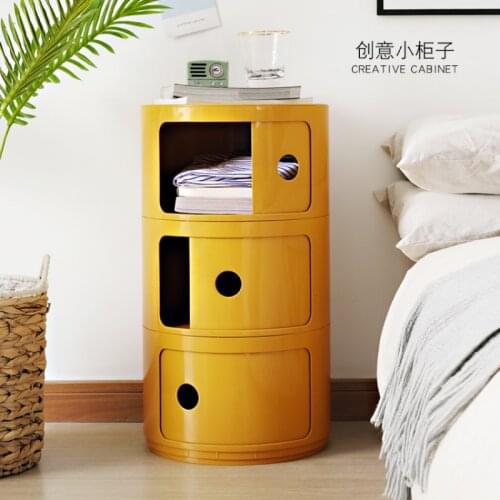 Nordic INS Circular Nightstand Modern Simple White Creative Small Cabinet Mini Simple Plastic Side Cabinet