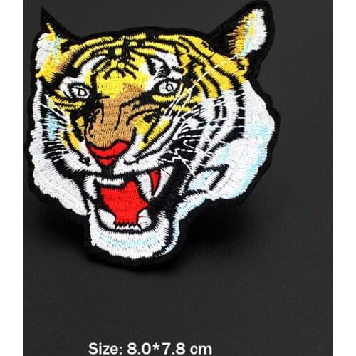 Cool Beast Tiger Clothes Patches Iron on Embroidery Cropped Stickers Applique for Jacket Backpack Animal Badges