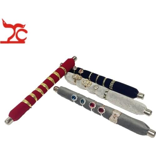 Fashion Ring Organizer Holder Sponge Stick Ring Jewelry Storage Exhibition Bar Stand Travel Jewelry Organizer Box Rack