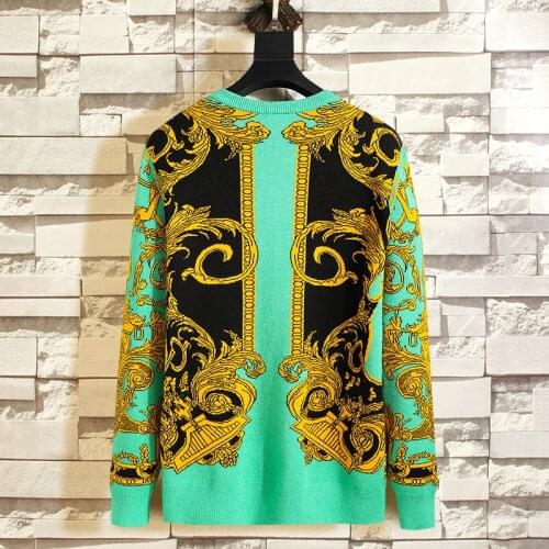 Men Sweater Hip Hop Pullover Streetwear Painting Knitted Retro Vintage Autumn Sweaters Mens