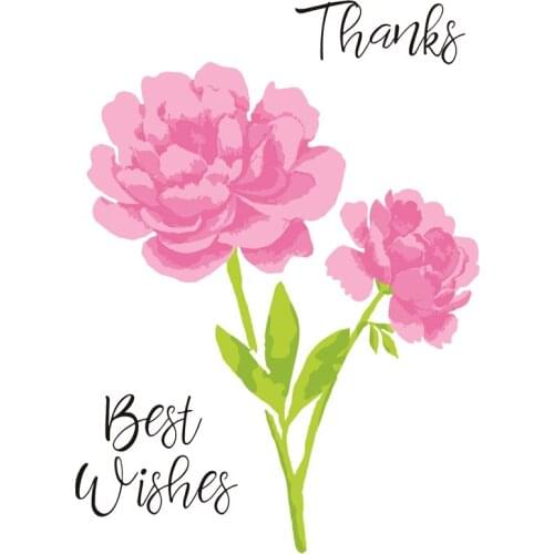 Best Wishes Flower Metal Cutting Dies Matching Clear Silicone Stamp Crafts Card Album Making Scrapbooking DIY Stencil 2020