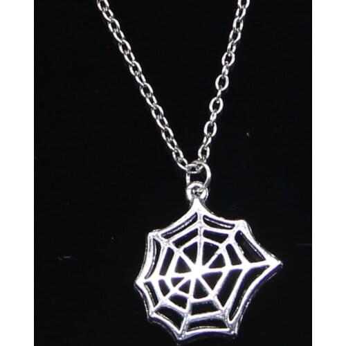 New Fashion Necklace 25x23mm cobweb spider halloween Pendants Short Long Women Men Colar Gift Jewelry Choker