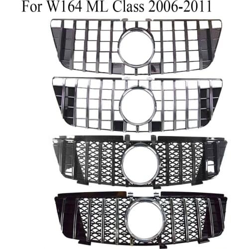 Front Racing Billet Bumper Grille Upper Cover For Mercedes-Benz W164 ML Class 2006 2007 2008 2009 2010 2011