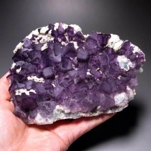 956g Purple Fluorite Cluster w/ Barite - crystals and stones healing Mineral specimen Home Decor feng shui decoration