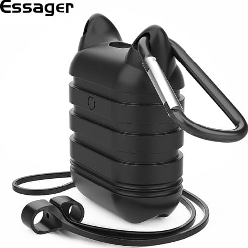 Essager Luxury Case For Airpod Airpods Apple Protection Strap Key Ring Accessories Cute Silicone Cover for Air Pods Coque Fundas