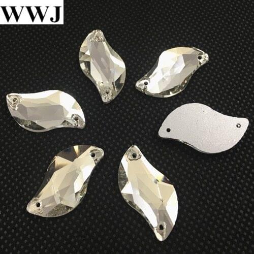S Shape Sew On Glass Crystal Stones Crystal Clear Color Flatback 2holes 15x30mm,10x20mm,6x12mm For Dress,Garment Use