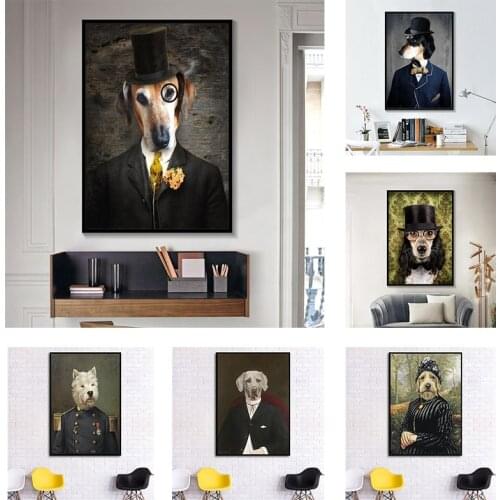 Cartoon Classical Pet Dog Wall Art Canvas Painting Restoring ancient ways Animal Posters Prints Living Room Pictures Unframed