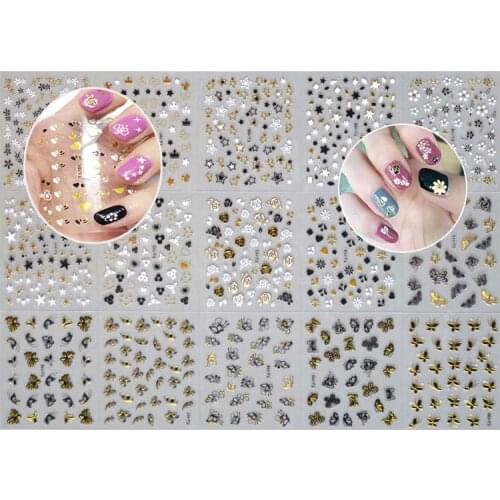 Adhesive Sticker 1 Set 30 Designs 3d Gold 3 Colors Flower Butterfly 3d Nail Art Stickers Decals Self Adhesive Nail Decorations