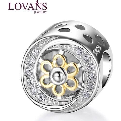 LOVANS Silver Charm Beads Women Flowers Shaped Charm DIY Beads Fit For Charms Bracelets & Bangles Beads Fit Pandora 925 Original