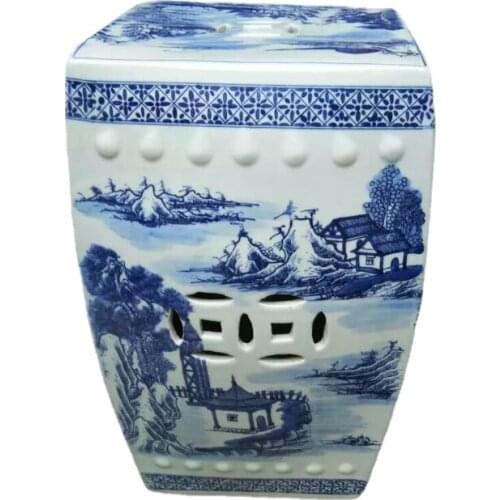 Blue And White Antique Stool For Dressing Table Drum Stool Chinese Porcelain Garden Stool Ceramic jingdezhen round garden stool