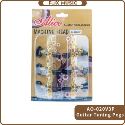Alice AO-020V3P Classical Guitar String Tuner 1:14 Gear Ratio Golden-plated Finish 3(Left + right) Machine Head