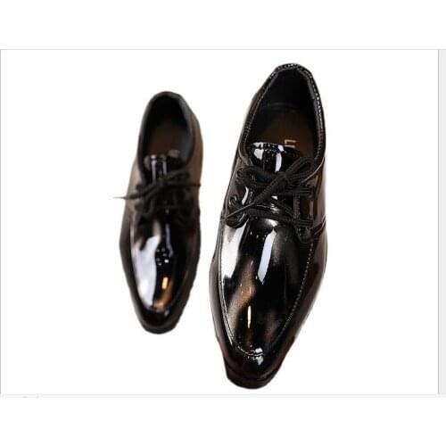 New Spring Kids Shoes For Boys Leather Shoes For Kids Black Formal Boys Dress Shoes Pointed Leather School Shoes Lace Up Prom