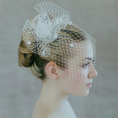 White Bridal Headwear Bridal Net Birdcage Veils Hair Clip Charming Wedding Hair Accessories Veils For Wedding Party Fascinator